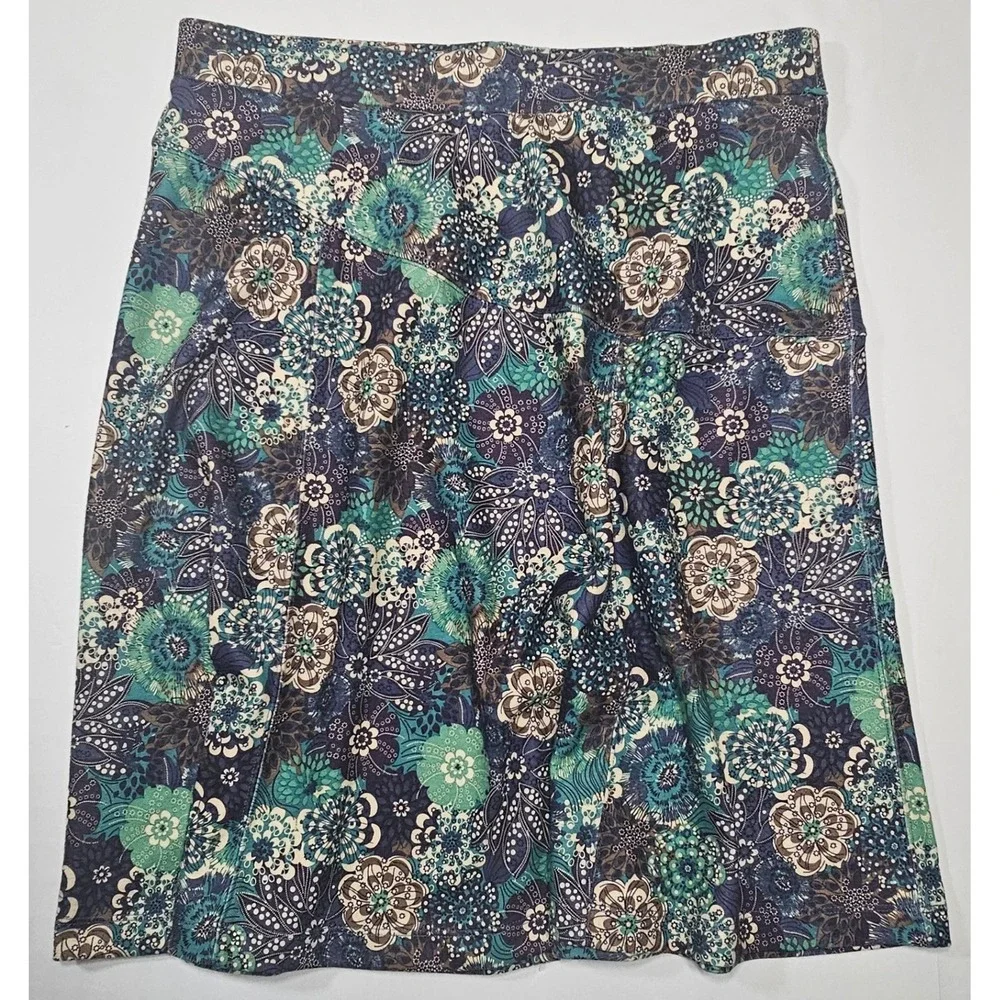 REI Womens Blue Green Floral Active Hiking Skirt Size M Zipper‎ Pocket Stretch